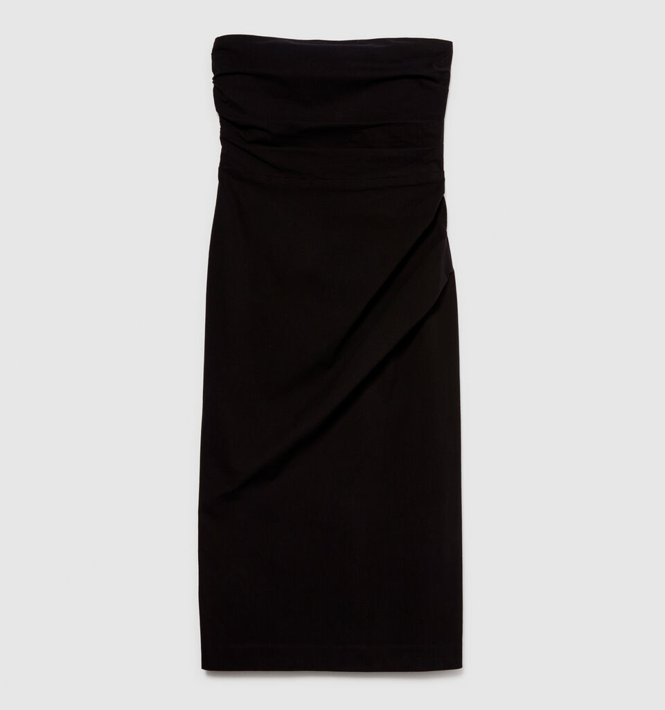 Slim fit dress with rouching - women's midi dresses - Black | Sisley image number 6